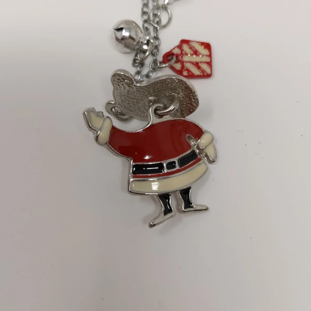 Girl's Santa Necklace Enamel Articulated Christmas Santa Claus